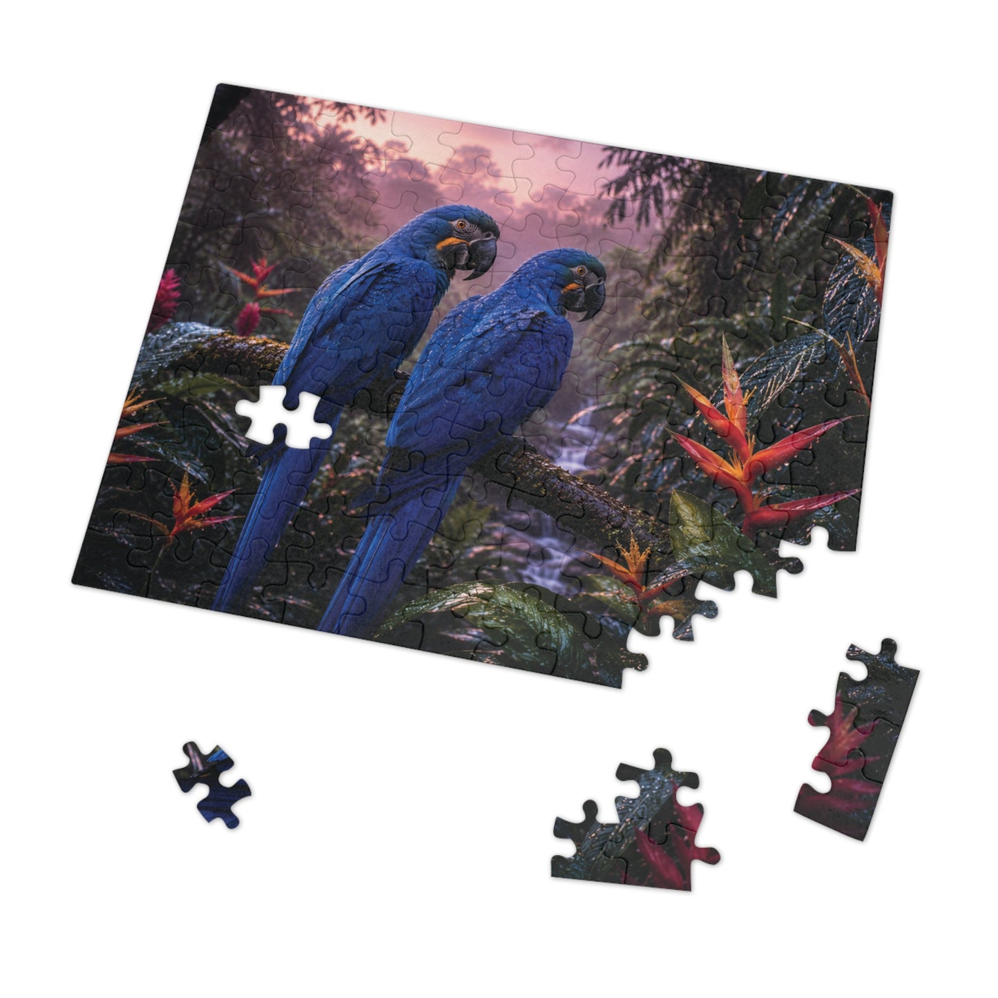 Rainforest Blue Macaws Tin Puzzle