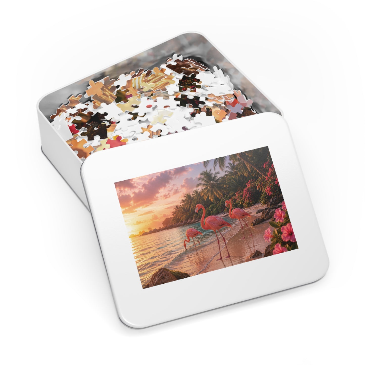 Shoreline Flamingos Tin Puzzle