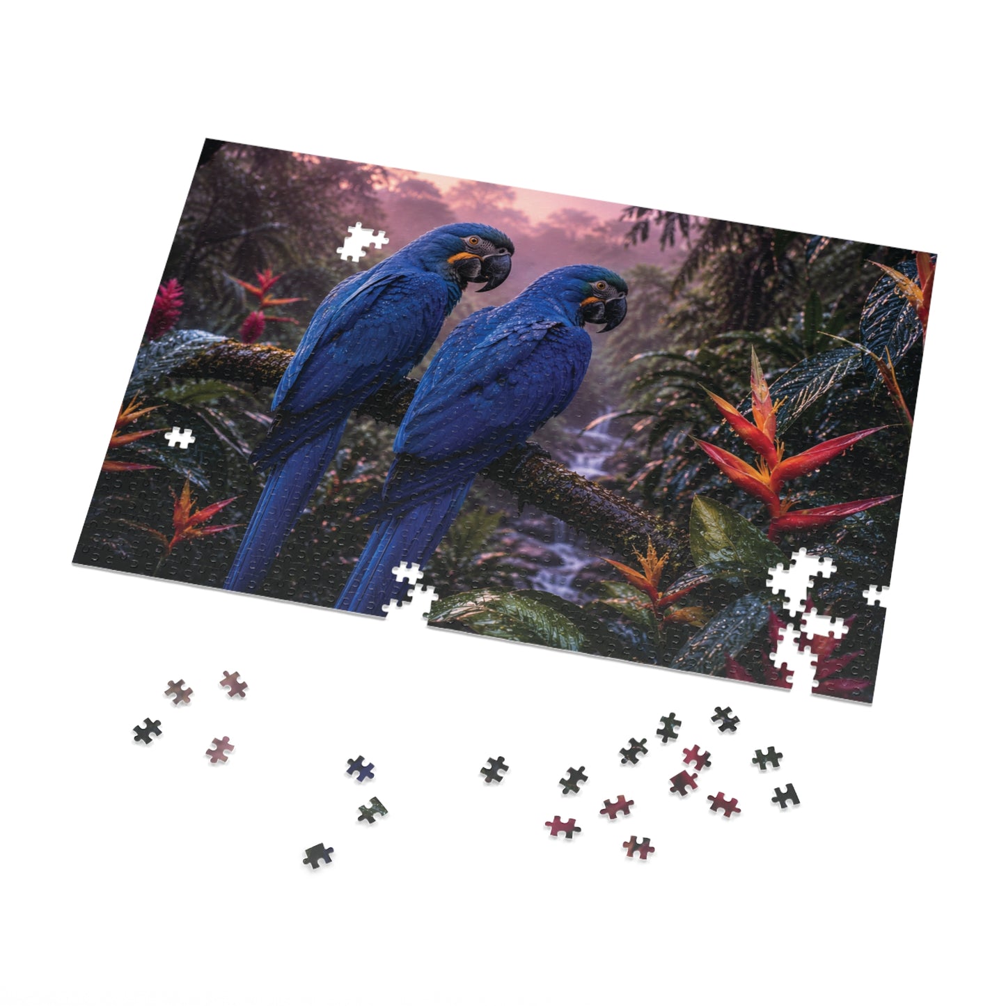 Rainforest Blue Macaws Tin Puzzle