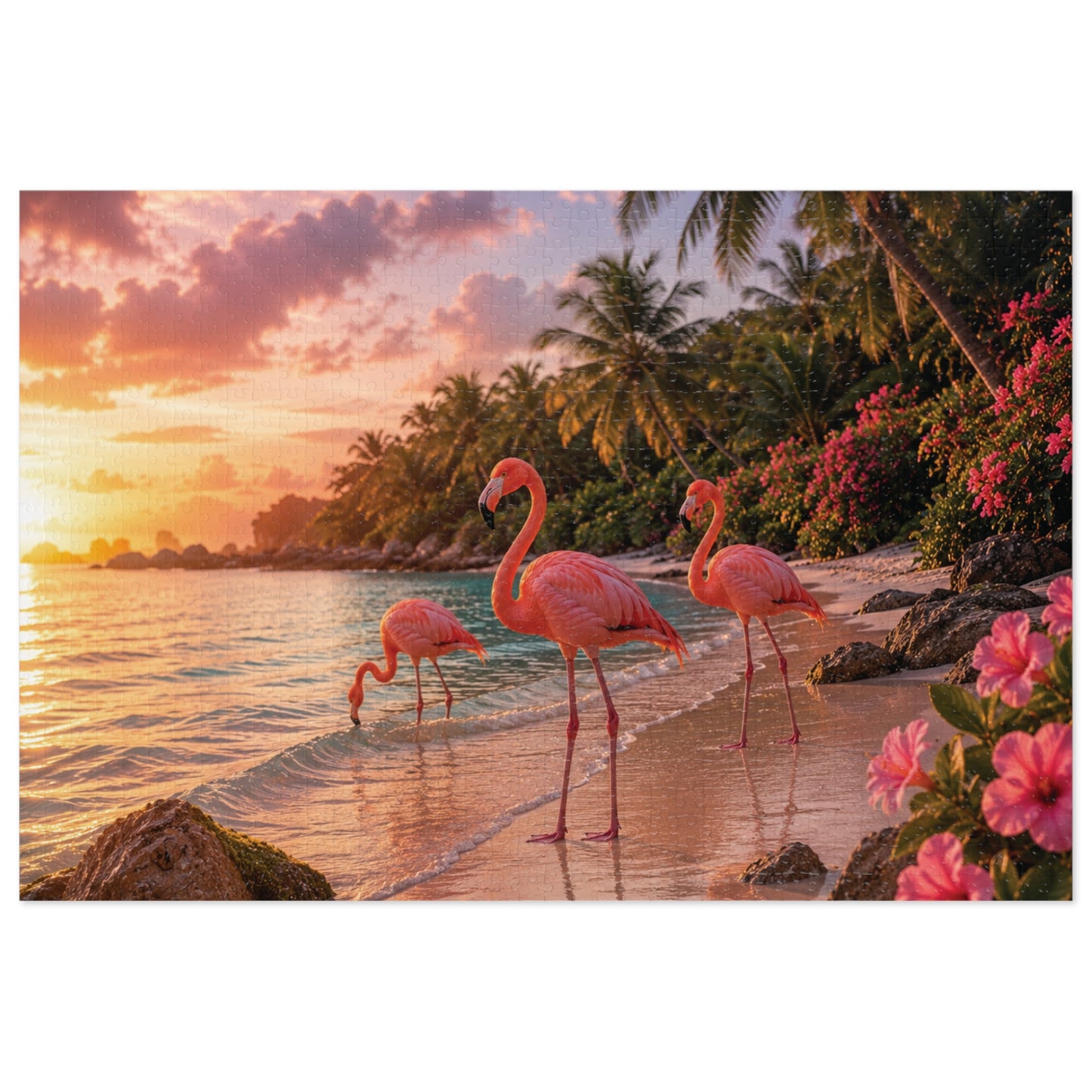 Shoreline Flamingos Tin Puzzle